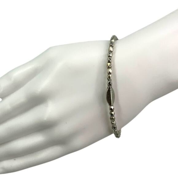 Beaded Silver Tone Stacking Layering Bracelet - Picture 1 of 4